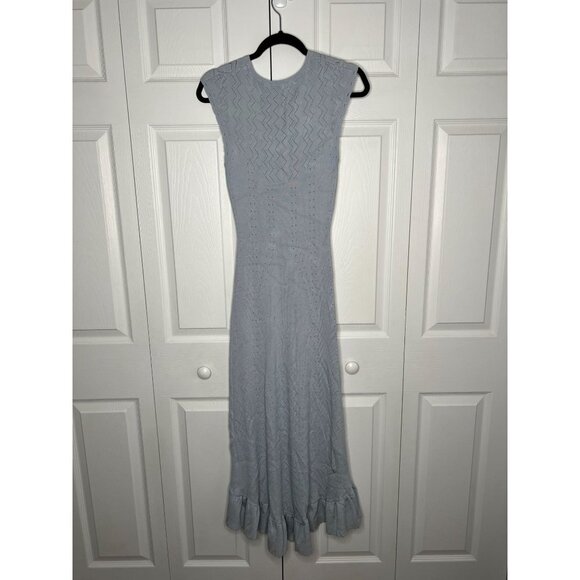 Ronny Kobo Florence Baby Blue Knit High-Low Ruffle Dress Women's Size Large L - Picture 6 of 9